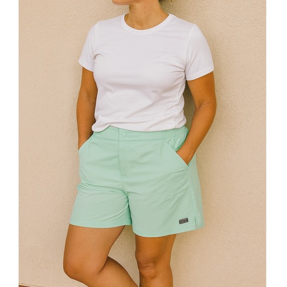 LLBean Pants - L.L. Bean Women's Stretch UPF Sport Shorts 9" Elastic Waist‎ Mint Green- flawed